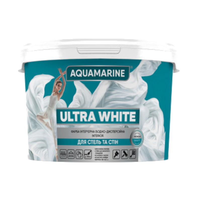 Фарба AQUAMARINE Ultra White, мат білий, 14 кг